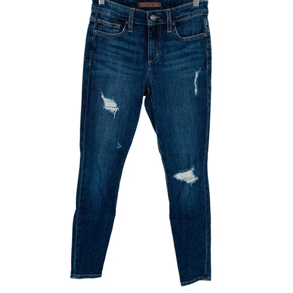Joes Jeans Mary Blue Denim Skinny Ankle Mid Rise Distressed Torn Y2K Jeans W25 - Picture 1 of 13